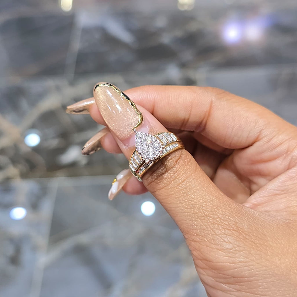10K Gold Cinderella Pear Shape Wedding Engagement Ring 0.50 CTW Natural Diamonds
