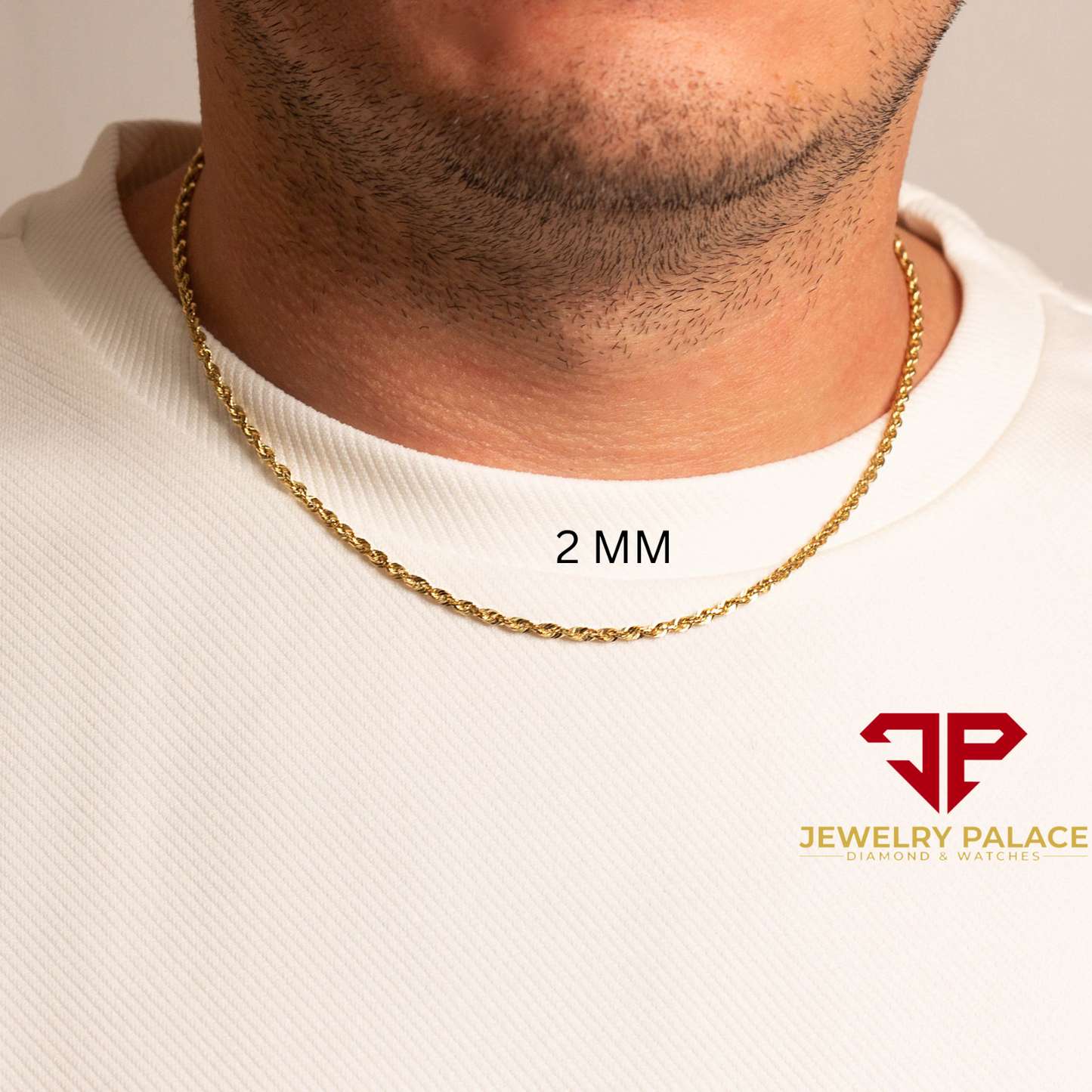 10K Yellow Gold 1mm-4mm Laser Diamond Cut Rope Chain Necklace Men Women 16"- 30"