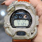 Dragon Edition G-shock  Watch With Natural Diamond and Orange Strap