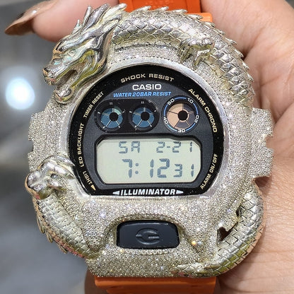 Dragon Edition G-shock  Watch With Natural Diamond and Orange Strap