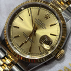Rolex Datejust 36 16233 Champagne Dial Vintage Two Tone Jubilee Gold Steel