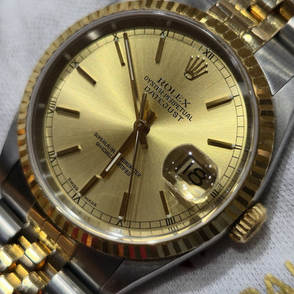 Rolex Datejust 36 16233 Champagne Dial Vintage Two Tone Jubilee Gold Steel