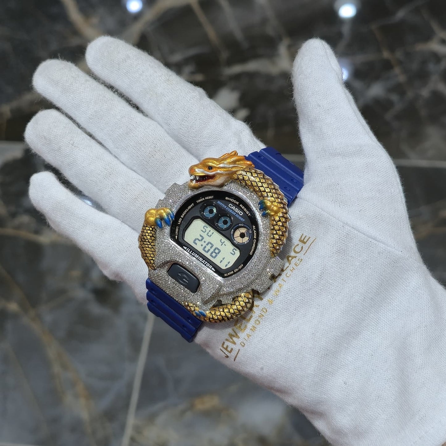 Casio G-Shock Dragon (Blue) 6900 Iced Out Diamond Watch 5 CTW