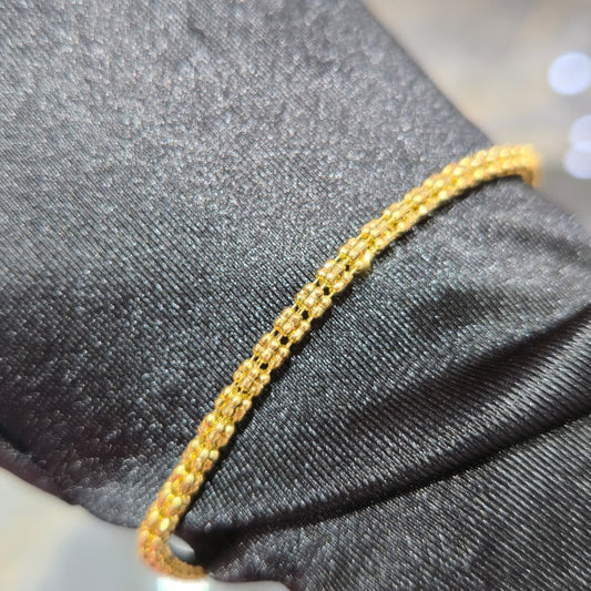 10K Yellow Gold Diamond Cut Ice Chain Bracelet Women 8 Inch 3.20mm