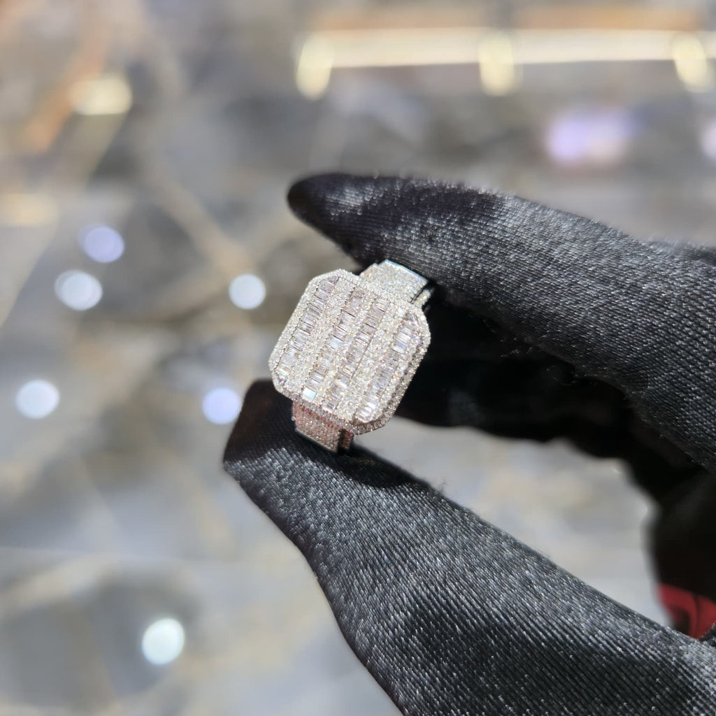 10K Yellow Gold Diamond Baguette Band Ring Men 1.50 ctw Channel Set
