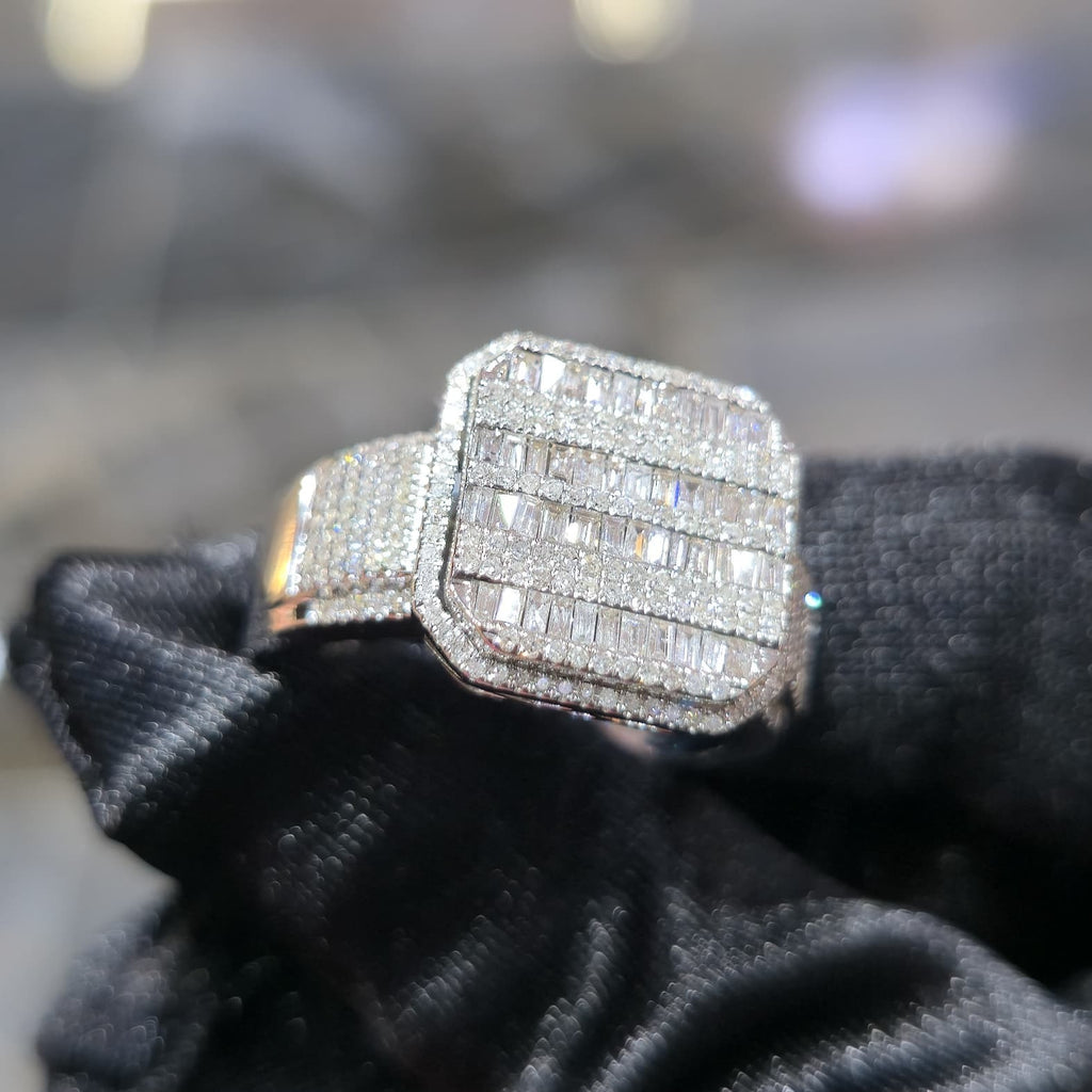 10K Yellow Gold Diamond Baguette Band Ring Men 1.50 ctw Channel Set