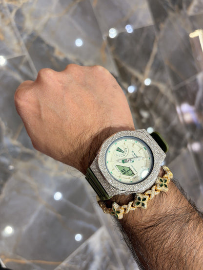 Casio G-Shock S2100  Iced Out Natural Diamond Watch 5CT