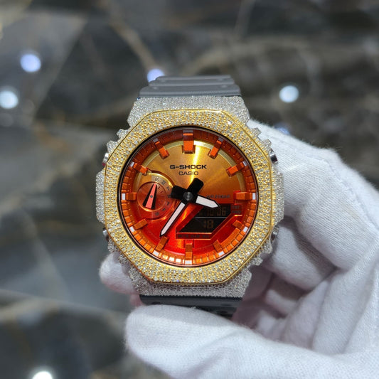 Casio G-Shock S2100  Iced Out Natural Diamond Watch 5CT | Inferno Dial