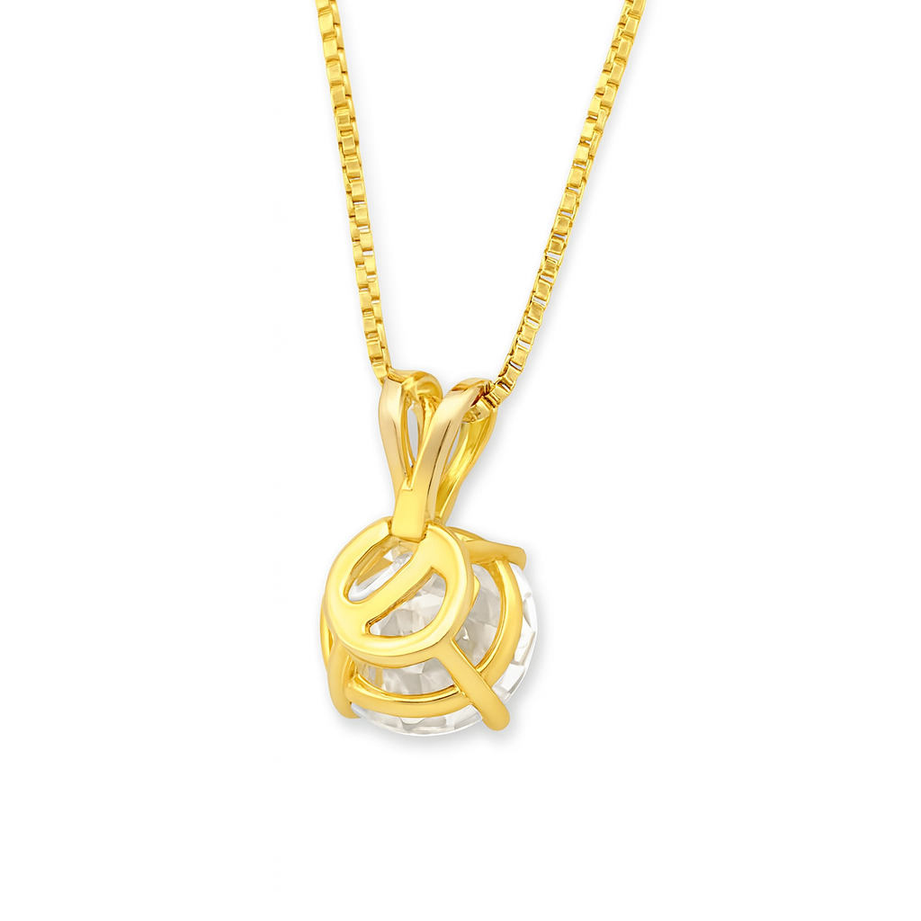 1.00 E VVS1 ROUND CUT LAB-CREATED DIAMOND SOLITAIRE PENDANT 14k WG AND YG