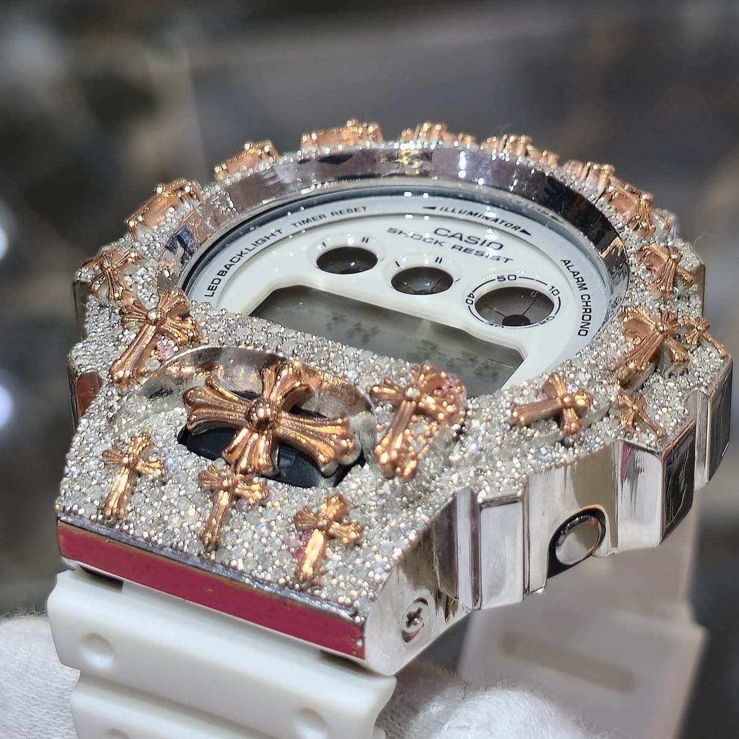 Authentic Diamond G-SHOCK DW6900TR Watch Cross Bezel | 5.00 CTW Natural Diamonds