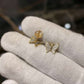 0.12CTW Natural Diamond 10K Gold Yellow White Butterfly Stud Earrings 9mm