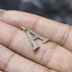 DEAL!!! 1/10CT Diamond Initial A Pendant 10K Yellow Gold Letter Charm (Geniune)