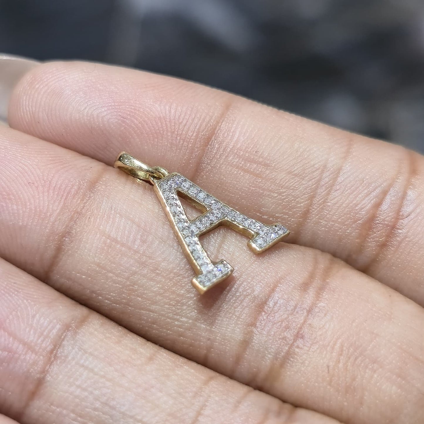 DEAL!!! 1/10CT Diamond Initial A Pendant 10K Yellow Gold Letter Charm (Geniune)