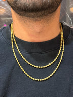 10K Gold 3mm Ball Beaded Chain (Solid Links) 18"-20"