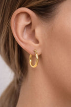 14K Yellow Gold Polished Tube Hoop Earrings 15mm Lightweight 2mm Thick