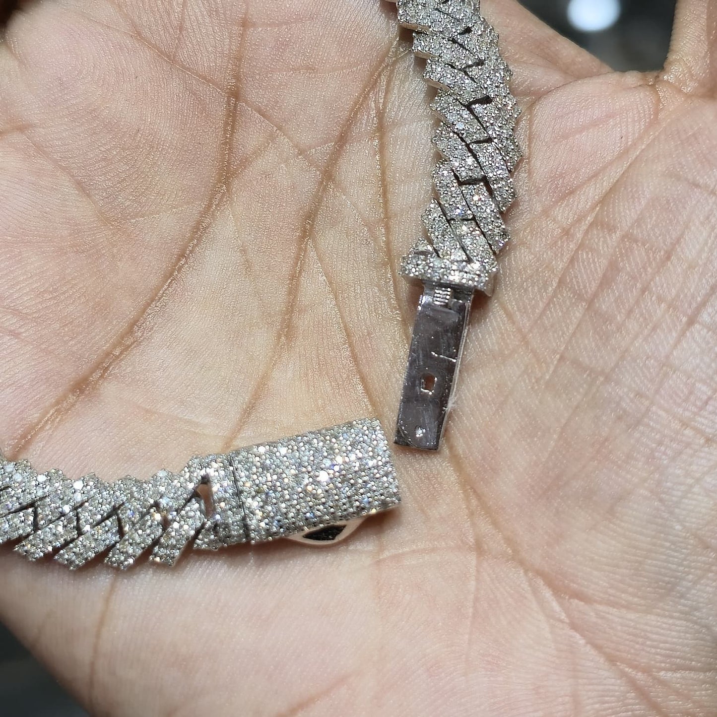 8MM 925 Silver 27.63g 4.82CTW Natural Round Diamond Cuban Link Bracelet