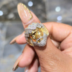 10K Yellow Gold Natural Diamond Jesus Head Ring 1.05 CTW Religious Men's Ring