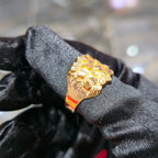 10K Yellow Gold Nugget Ring Men Solid Statement Dome Heavy Bold Real