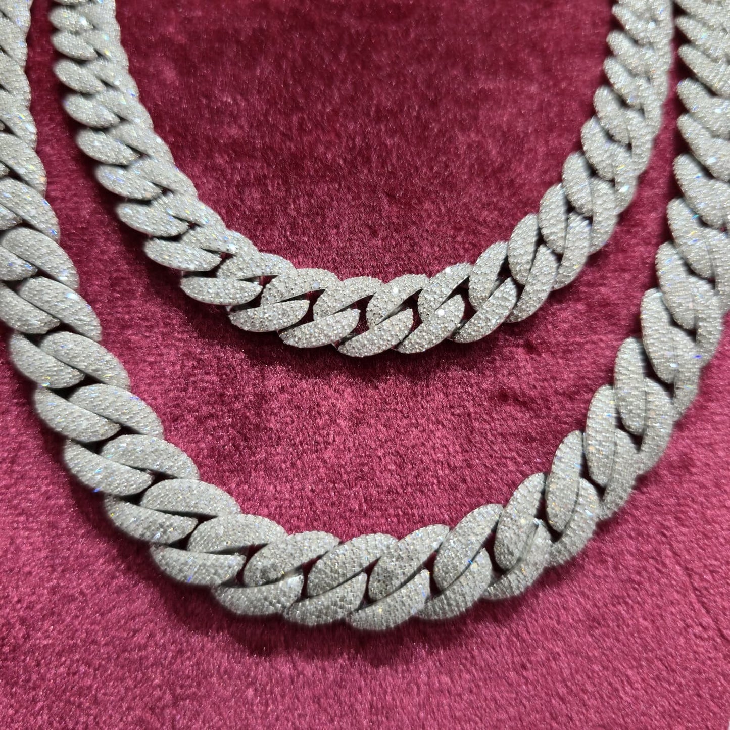 Natural Diamond Miami Cuban Chain 10MM 12MM 17.78-22.20CT 925 Silver