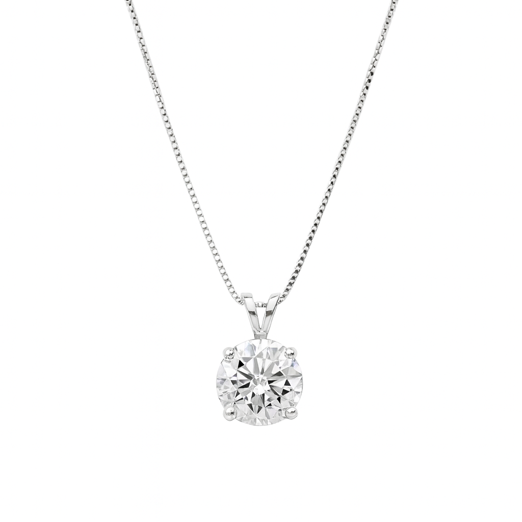 1.00 E VVS1 ROUND CUT LAB-CREATED DIAMOND SOLITAIRE PENDANT 14k WG AND YG