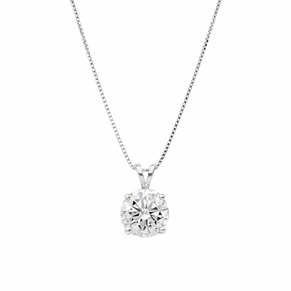 1.00 E VVS1 ROUND CUT LAB-CREATED DIAMOND SOLITAIRE PENDANT 14k WG AND YG