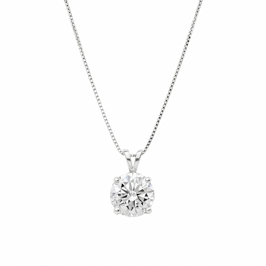 1.00 E VVS1 ROUND CUT LAB-CREATED DIAMOND SOLITAIRE PENDANT 14k WG AND YG