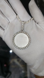 925 Sterling Silver Real Diamond Circle |  Memory Frame Pendant 1 CT