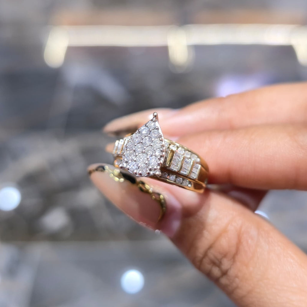 10K Gold Cinderella Pear Shape Wedding Engagement Ring 0.50 CTW Natural Diamonds