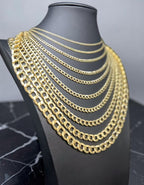 10K Yellow Gold Curb Cuban Necklace Bracelet Chain Real Gold 2mm-8mm 7"-30"