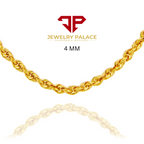 10K Yellow Gold 1mm-4mm Laser Diamond Cut Rope Chain Necklace Men Women 16"- 30"