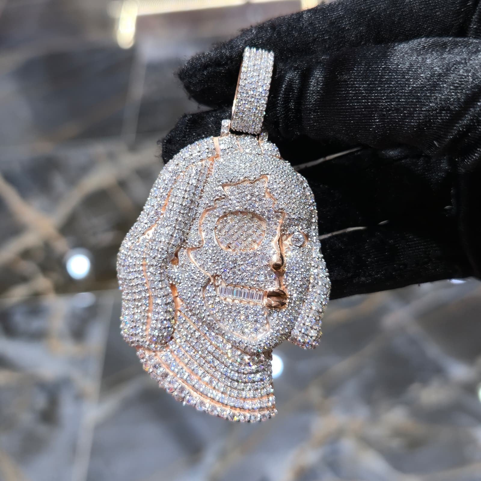 Benjamin Two Face Pendant VVS Moissanite 925 Silver Iced Hip Hop Tennis Necklace