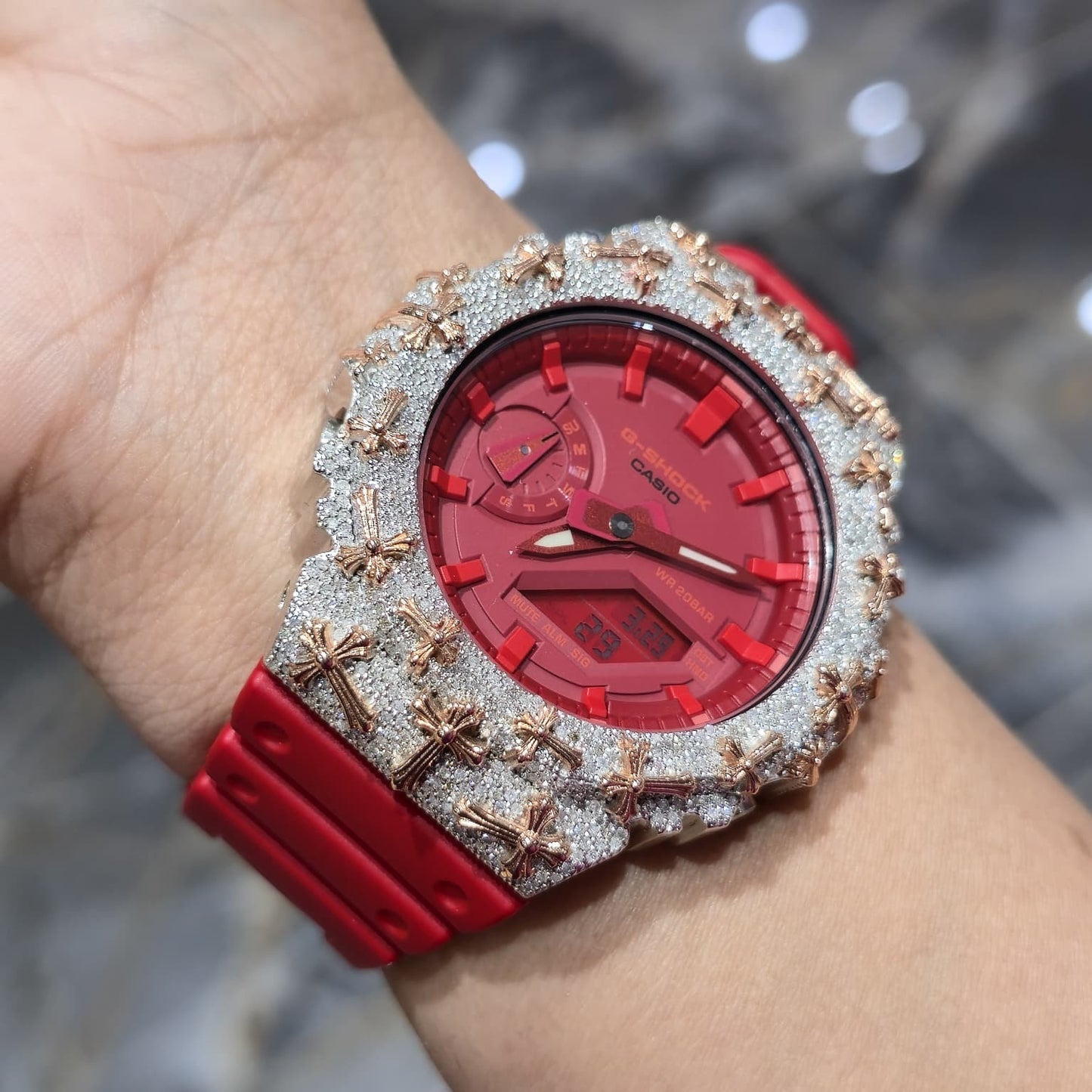Diamond G-SHOCK GA2100 Watch Cross Bezel | 5.00 CTW Natural Diamonds