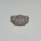 DEAL! 1.00CT Diamond Cluster Halo Ring 10K TwoTone Yellow White Gold Split Shank