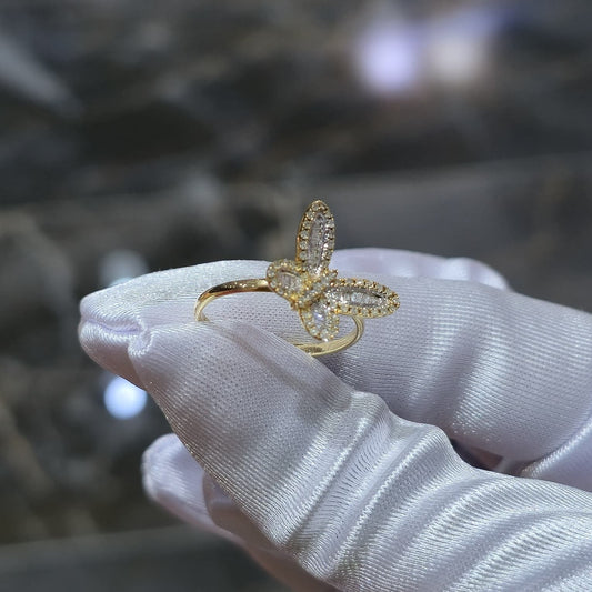 10k Solid Yellow Gold Butterfly Ring  0.33 CTW Natural Diamonds Size 7