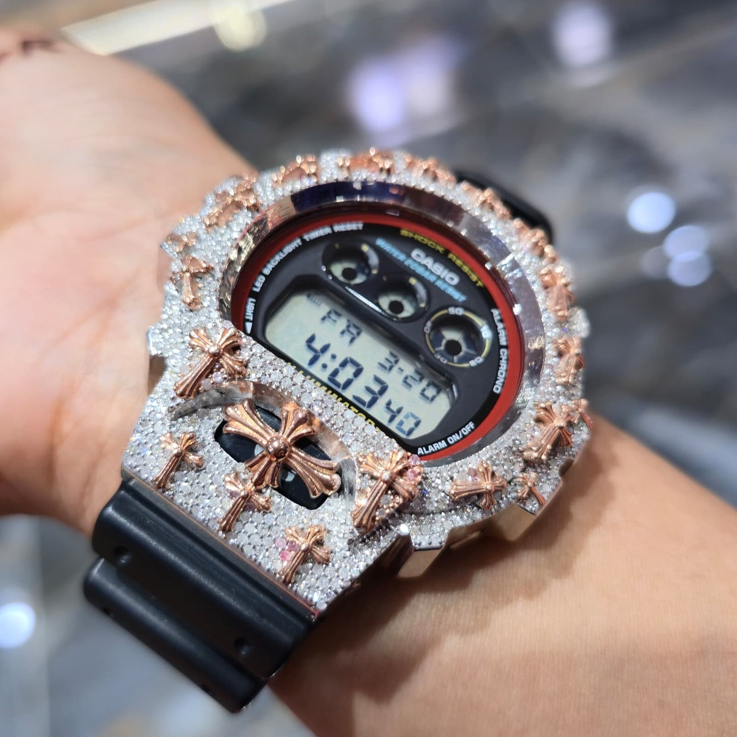 Authentic Diamond G-SHOCK DW6900TR Watch Cross Bezel | 5.00 CTW Natural Diamonds