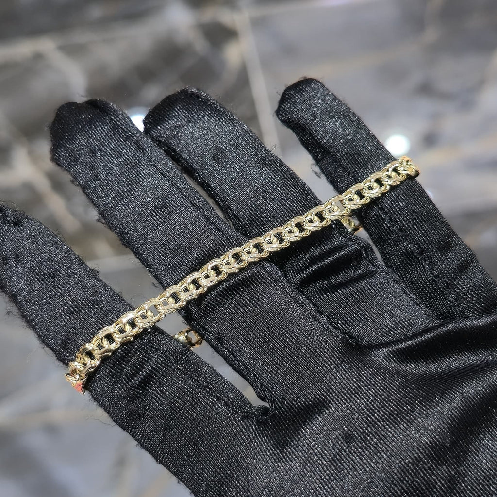 10K Yellow Gold Chino Link Chain Necklace Bracelet Set Mens 20" 7" 5mm CZ Clasp
