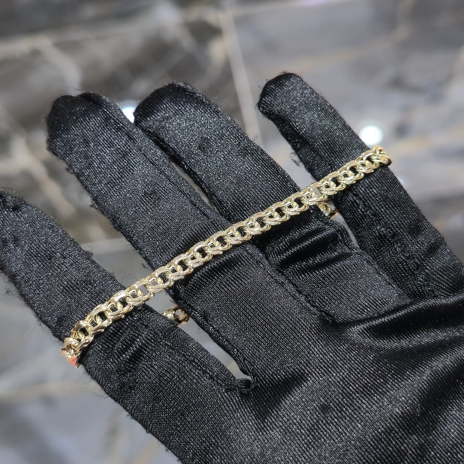 10K Yellow Gold Chino Link Chain Necklace Bracelet Set Mens 20" 7" 5mm CZ Clasp