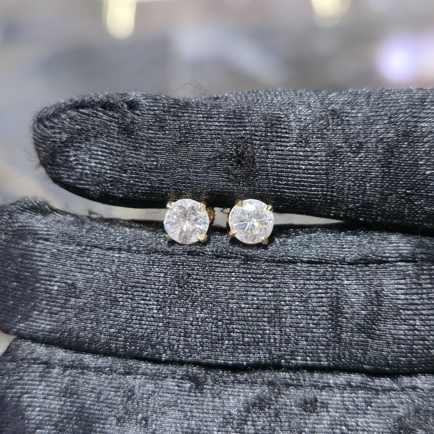 10K Gold Diamond Stud Earrings 1.50ctw Brilliant Round Cut 5mm Gifting Jewelry
