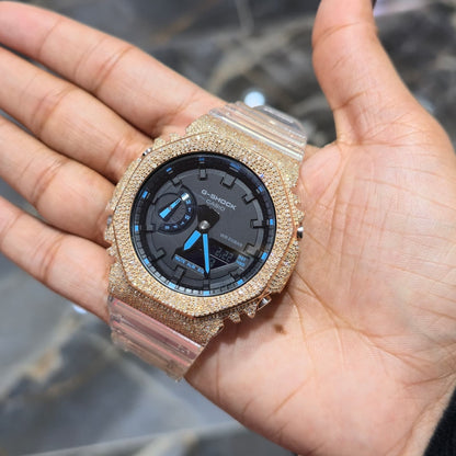 G-Shock GA2100-1A Black Dial Rose Diamond Watch, 5.0ct