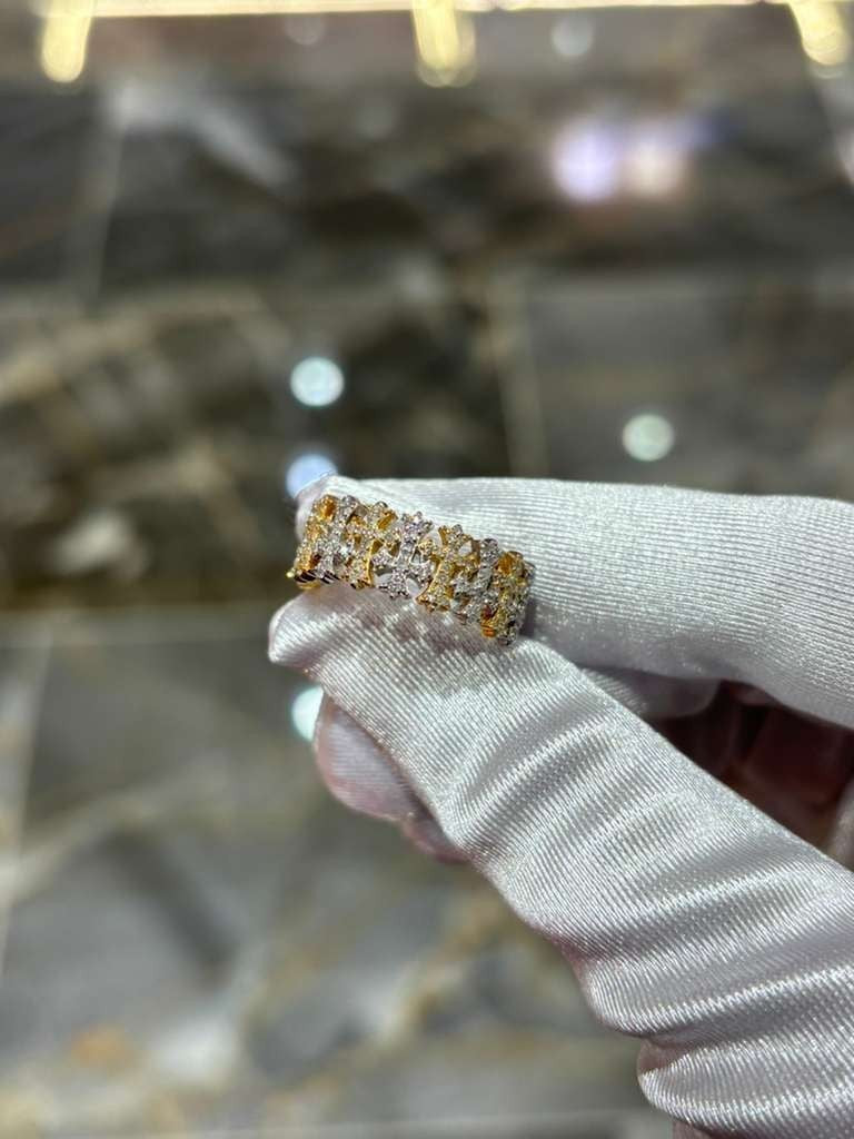 10K Yellow Gold Natural Diamond Cross Ring – 0.50 CTW Religious Band