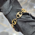 10KT Gold Puff Link Bracelet 12mm 7.5 Inch Solid Yellow Gold Women Men