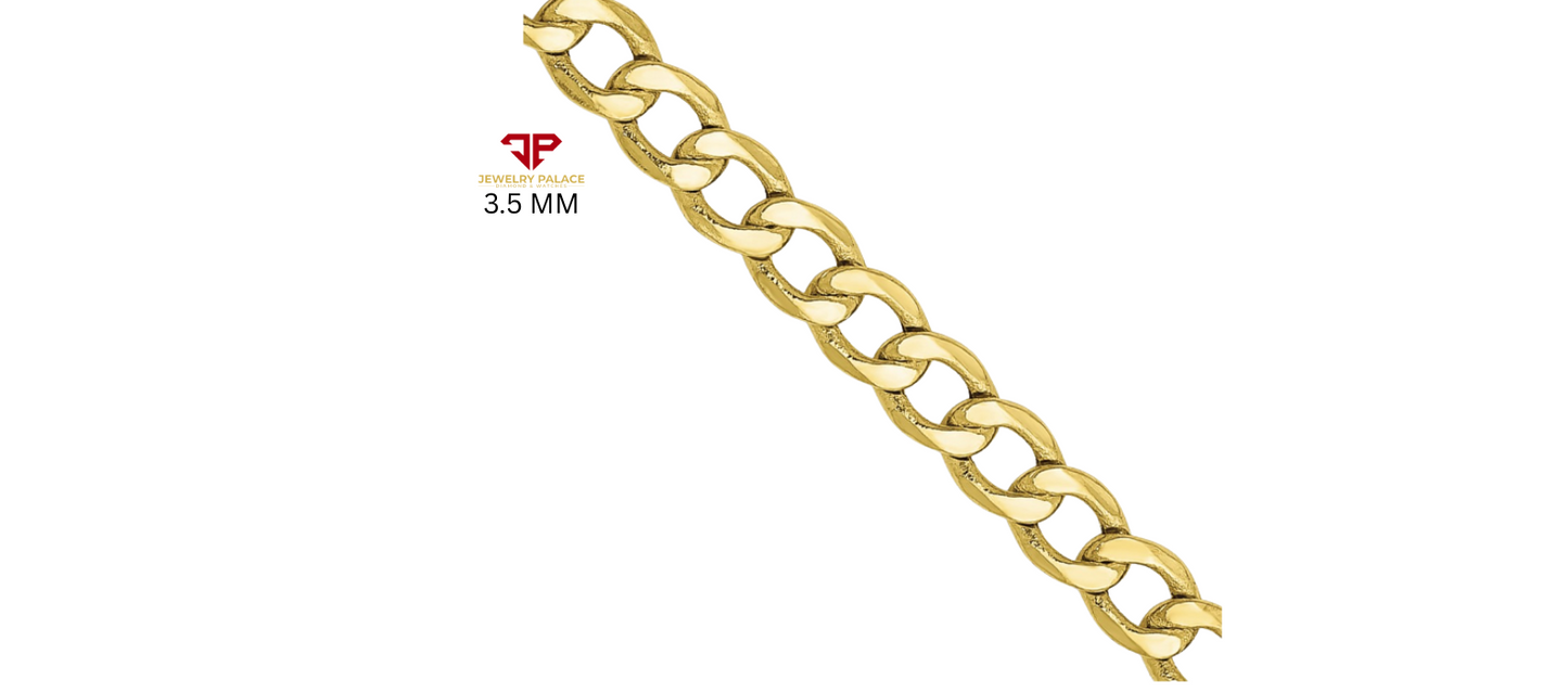 10K Yellow Gold Solid 2mm-6.5mm Curb Cuban Chain Link Necklace Bracelet 7"- 26"
