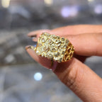 Mens Large Nugget Square Ring Real Solid 10K Yellow Gold ALL SIZES
