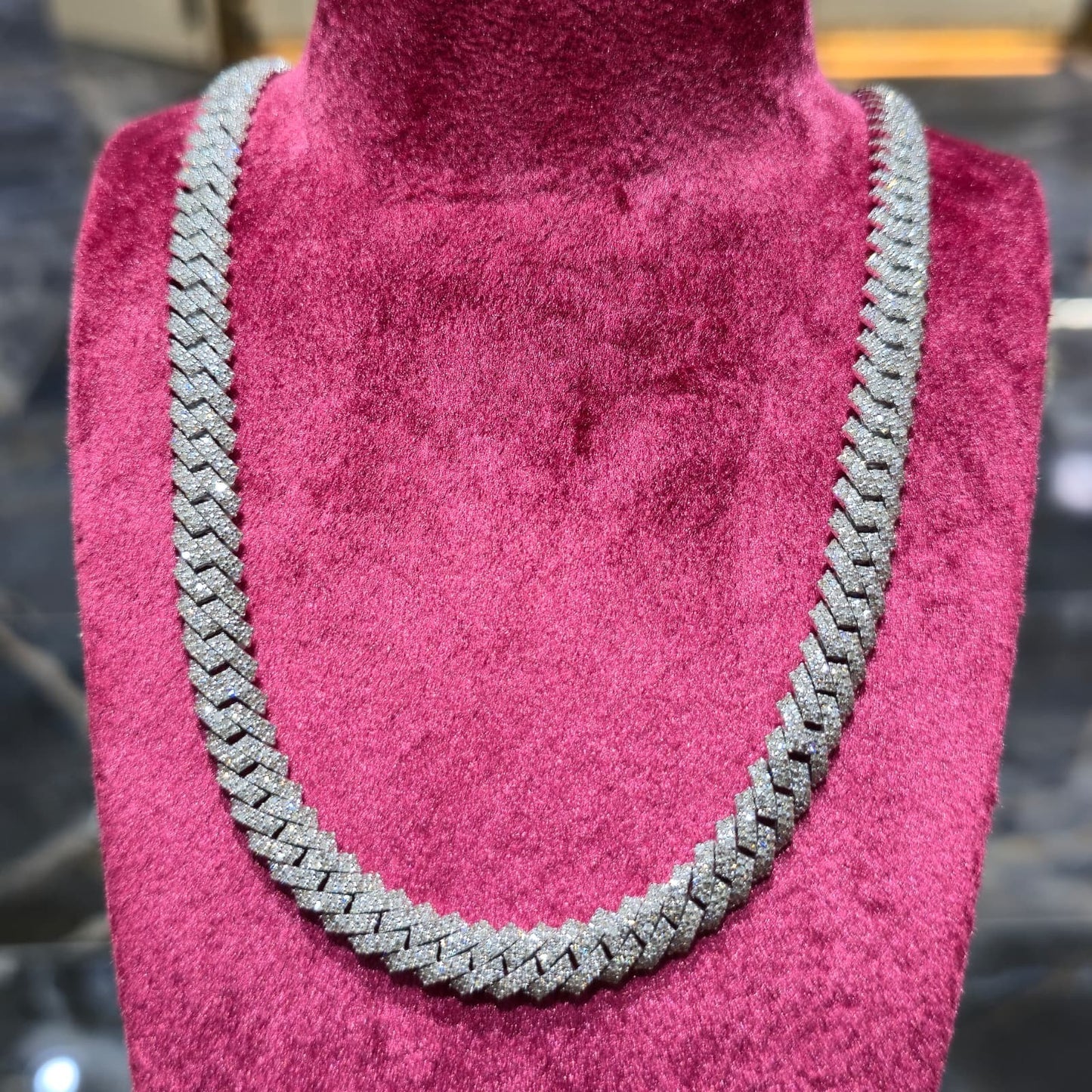 Mens Natural Diamond 8mmx22" 12.9ct Tight Miami Cuban link chain Real 925 Silver