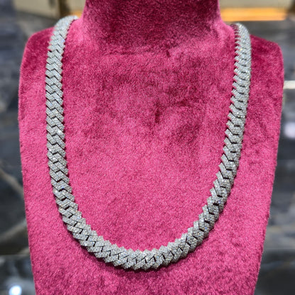Mens Natural Diamond 8mmx22" 12.9ct Tight Miami Cuban link chain Real 925 Silver