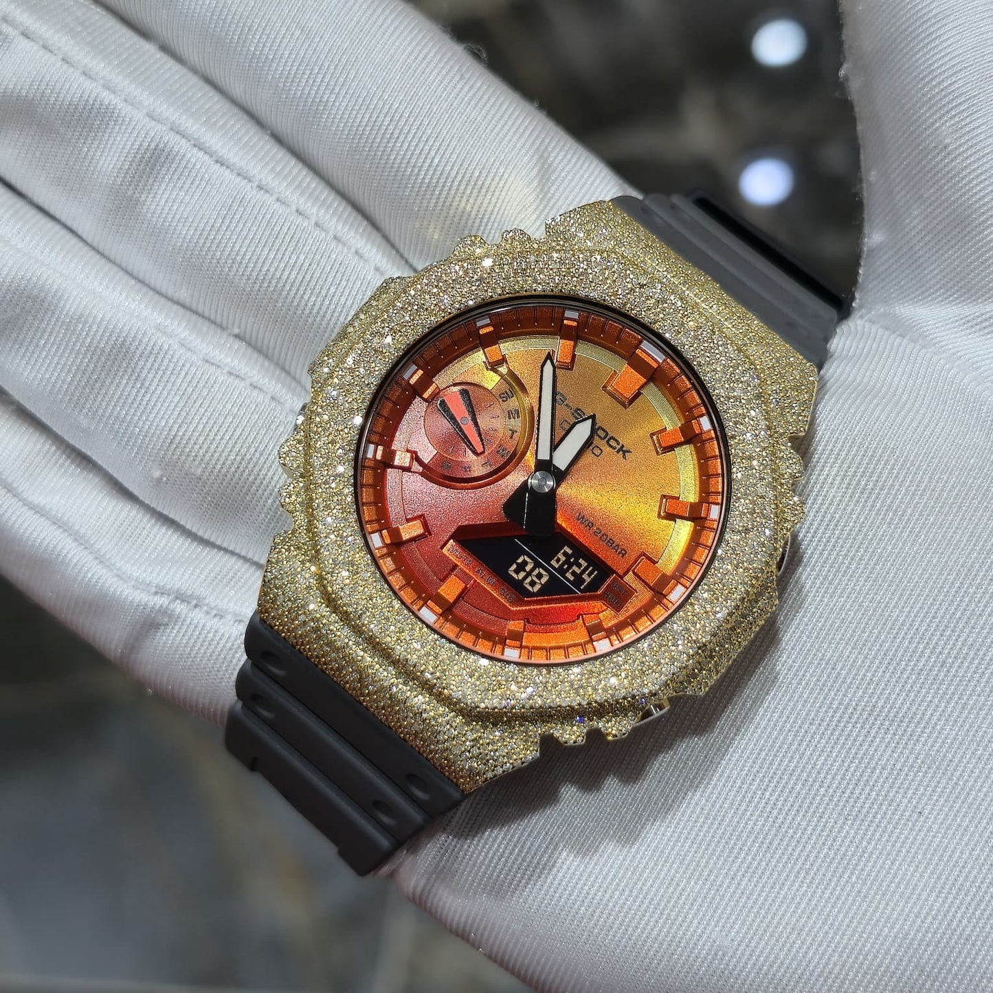 Casio G-Shock S2100  Iced Out Natural Diamond Watch 5CT | Inferno Dial