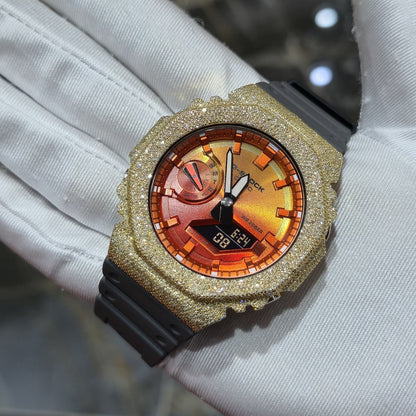 Casio G-Shock S2100  Iced Out Natural Diamond Watch 5CT | Inferno Dial