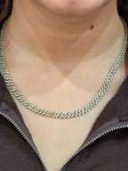 10K White Gold 6MM Diamond Miami Cuban Choker Prong Chain 19" Necklace 12 CT APX