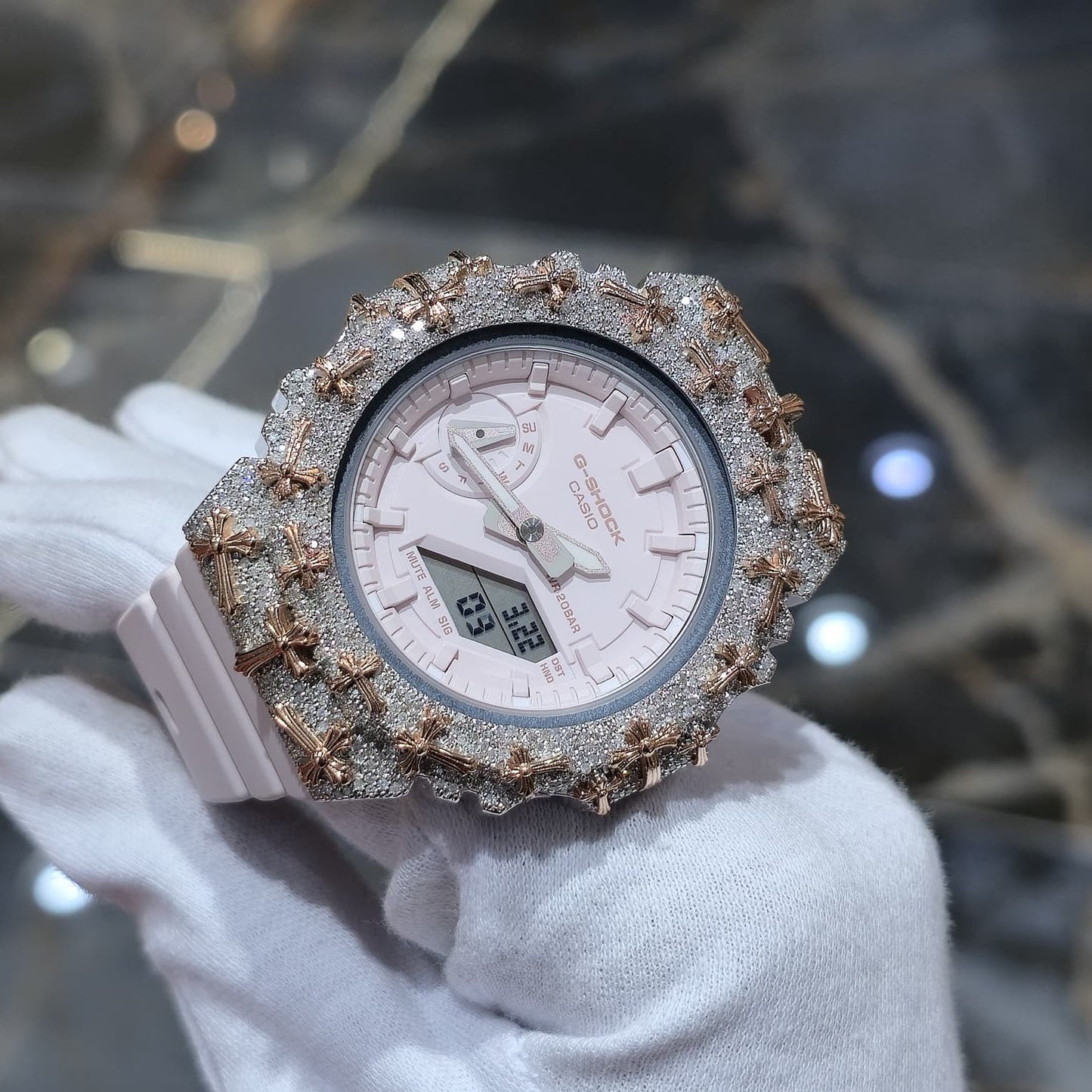 Authentic Diamond G-SHOCK GA-2100 Watch Cross Bezel | 5.00 CTW Natural Diamonds