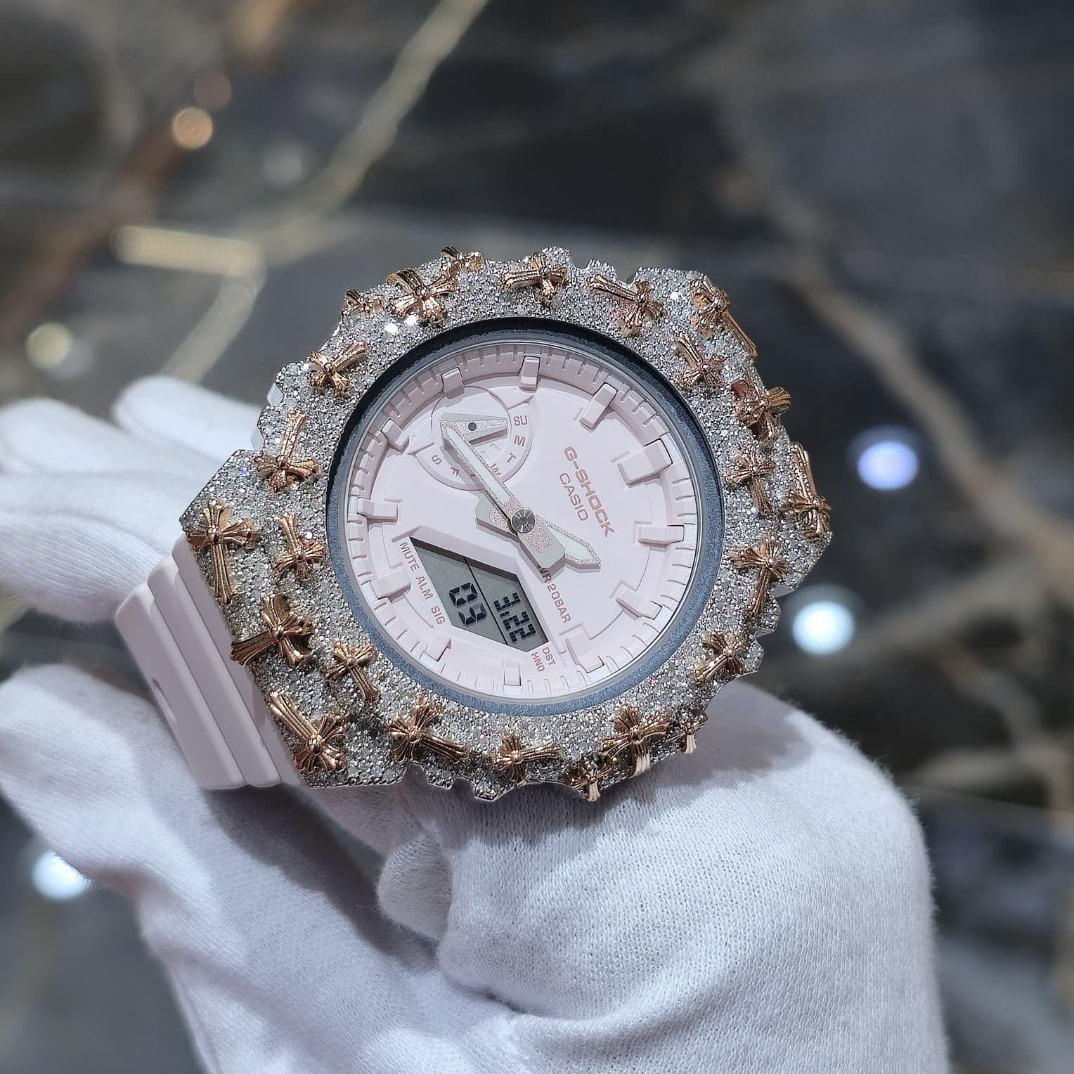 Authentic Diamond G-SHOCK GA-2100 Watch Cross Bezel | 5.00 CTW Natural Diamonds